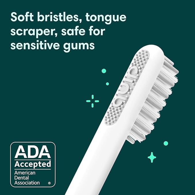Quip Sonic Toothbrush for Adults with Timer - Includes Extra Brush Head and Travel Cover Mount - Electric, Soft Bristle Refill Head, Plastic Handle, 3 Month Battery Life - Travel Toothbrush - Green