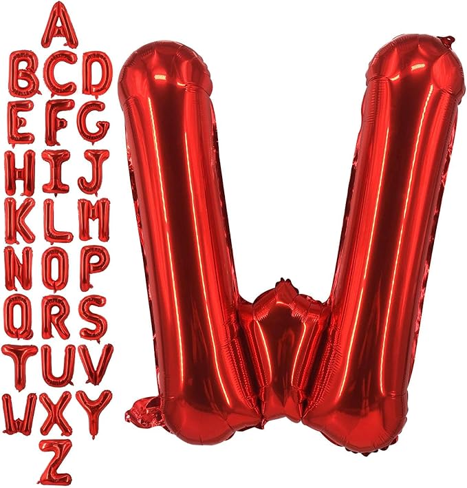 40 Inch Red Letter W Balloons, DIY Phrase Foil Alphabet Letter W Balloons DIY Word W Banner for Birthday Anniversary Celebration Graduation Party Supplies Decoration