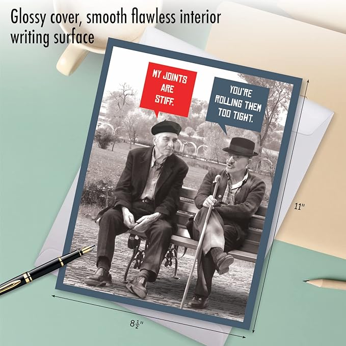 NobleWorks Jumbo Hysterical Birthday Greeting Card 8.5 x 11 Inch with Envelope (1 Pack) Big, Jumbo Bday Unlit Men Stiff Joints J10245BDG