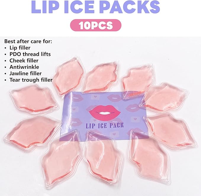(10 PCS) Lip Ice Pack ，Ice Compress After Lip ice Treatment, Reusable ice pad for Cosmetic, Lip Shape ice Pack to Relieve Pain and Relax Lips, Anti-Aging Lip Care ice Pack to Reduce Lip Swelling