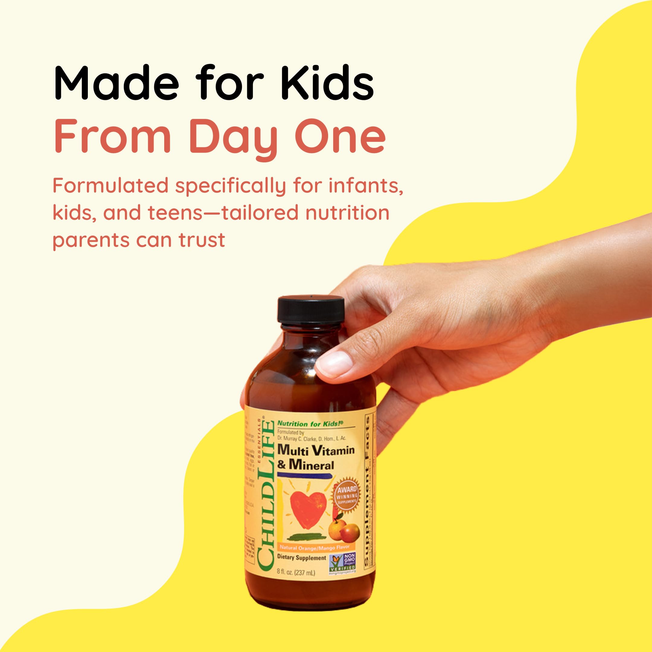 CHILDLIFE ESSENTIALS Kids Multivitamin & Mineral - Vitamins for Kids, Liquid Multivitamin Supplement for Toddler & Baby Wellness - Natural Orange & Mango Flavor, 8 Fl Oz (Pack of 1)
