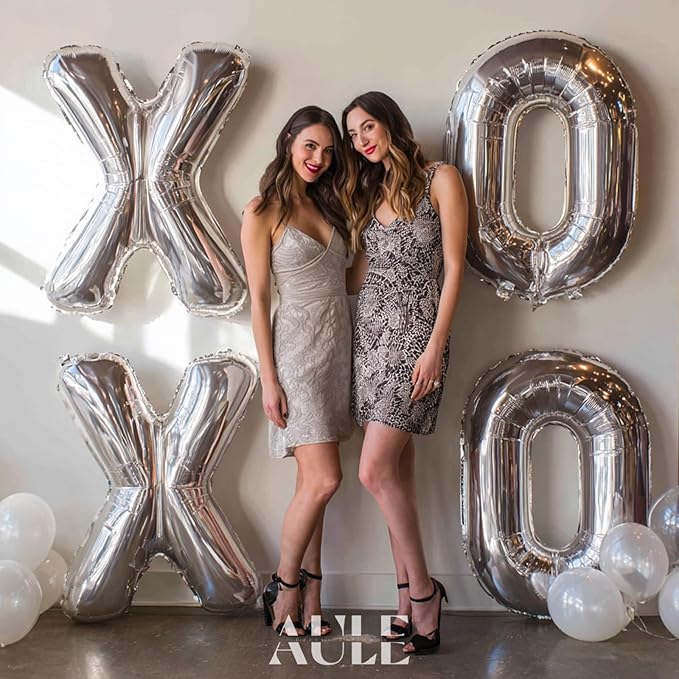 AULE 40 Inch Big Letter Balloon Silver O Large Foil Helium Alphabet Balloons A-Z for Birthday Anniversary Graduation New Year Party Decoration Supplies