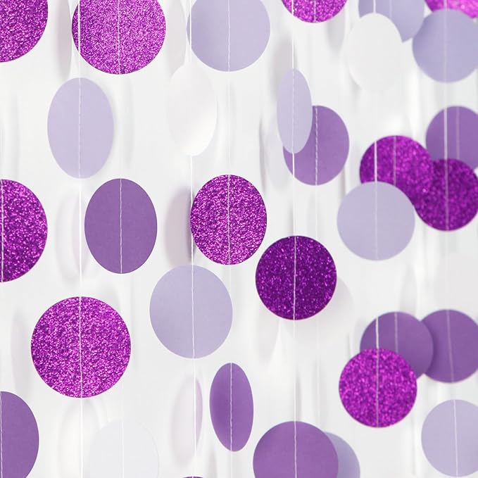 Purple-Lavender White Anniversary Party-Decoration Garland - 52Ft Women Girl Birthday Streamers Baby Bridal Shower Banner Wedding Engagement Bachelorette Graduation Lasting Surprise