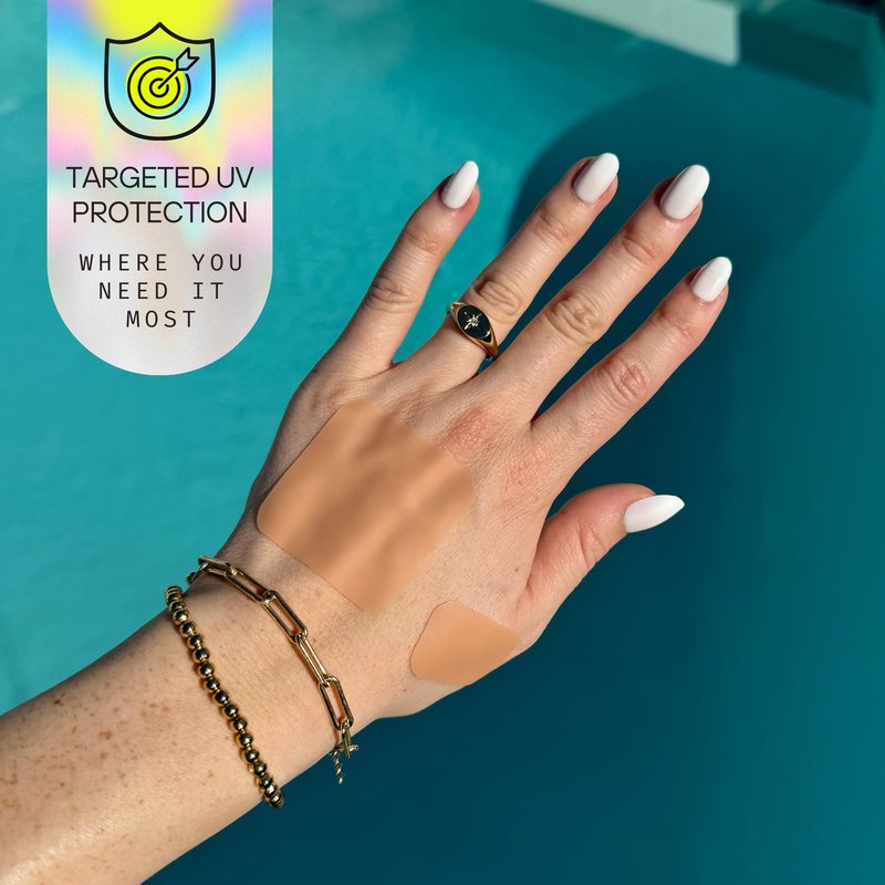 Sun Patch Hypoallergenic Sun-Screen Square Shaped Patches, 100% Silicone UPF-50 UV Protection, Reusable, 1 Pack/8 Squares