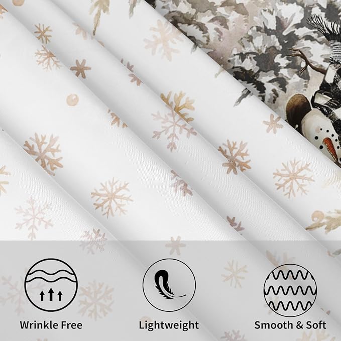 Christmas Round Tablecloth 70 Inch Xmas Snowman and Snowflake Pattern Circle Table Cloth Gold Table Cover Winter Washable Polyester Decor for Home Kitchen Dinning Party