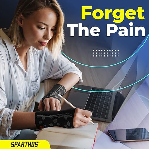 Sparthos Wrist Support Sleeves (Pair) - Medical Compression for Carpal Tunnel and Wrist Pain Relief - Wrist Brace for Men and Women (X-Large, Midnight Black)