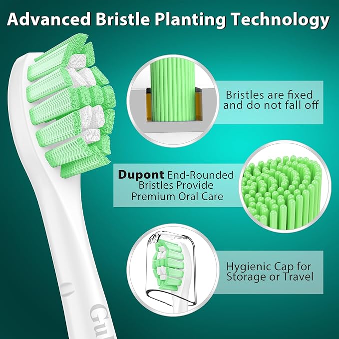 Guhiwuk Designed for Sonicare Replacement Heads, Electric Toothbrush Replacement Brush Heads Compatible with Philips Sonicare, 4 Pack, White
