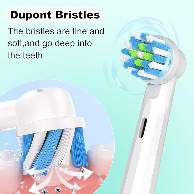 8 Count Replacement Toothbrush Heads Compatible with Braun Oral b 7000/Pro 1000/9600/ 5000/3000/8000/Genius and Smart Electric Toothbrush, Black/White