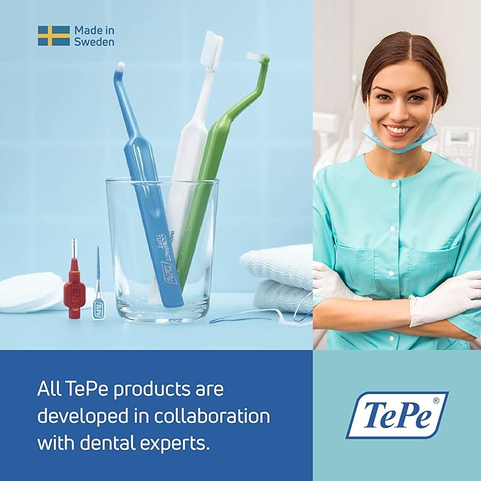 TePe Select Soft Toothbrush, Adult Soft-Bristle Toothbrush with Compact Tapered Head and Angled Neck, Pack of 1
