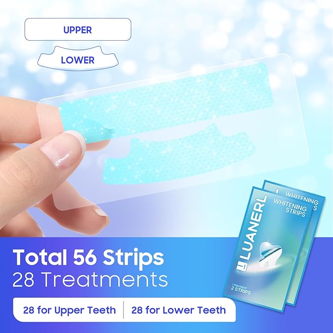 Teeth Whitening Strips 56 Strips - 28 Treatments,Peroxide & Sensitivity Free,Enamel Safe with Soothing Natural Ingredients for Deep Stains Removal