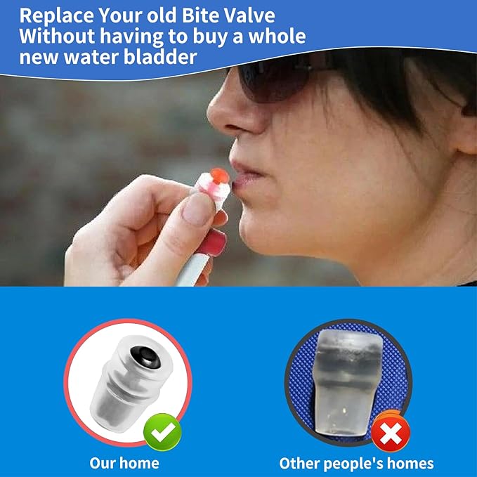 Bite Valve Replacement Mouthpiece Fit for Hydration Pack Bladder Water Backpack and Most Brands(4-Pack), with Shutoff Valve and Tube O-Ring