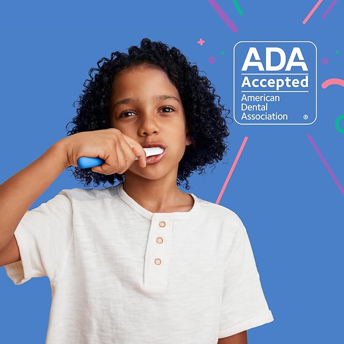 Quip Sonic Toothbrush for Kids with Timer - Includes Extra Brush Head and Travel Cover Mount - Electric, Soft Bristle Refill Head, Rubber Handle, 3 Month Battery Life - Travel Toothbrush - Blue