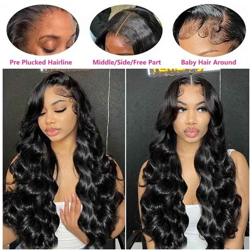 virginess 13x4 Body Wave Lace Front Wigs Human Hair Pre Plucked 180% Density HD Transparent Lace Frontal Wigs Human Hair for Women Glueless Wigs Human Hair With Baby Hair 20 Inch