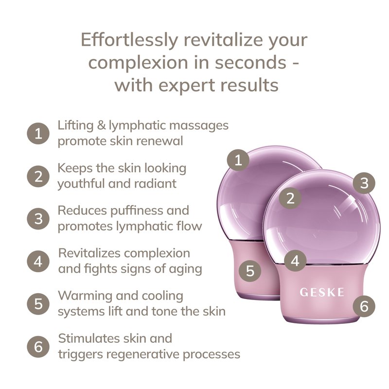 GESKE SmartAppGuided™ Cool & Warm Face & Body Massager | 7 in 1 | Multifunctional Massager | Face & Body | Battery-free Cooling & Warming | Firms, Relaxes & De-Puffs Skin | Globular Design