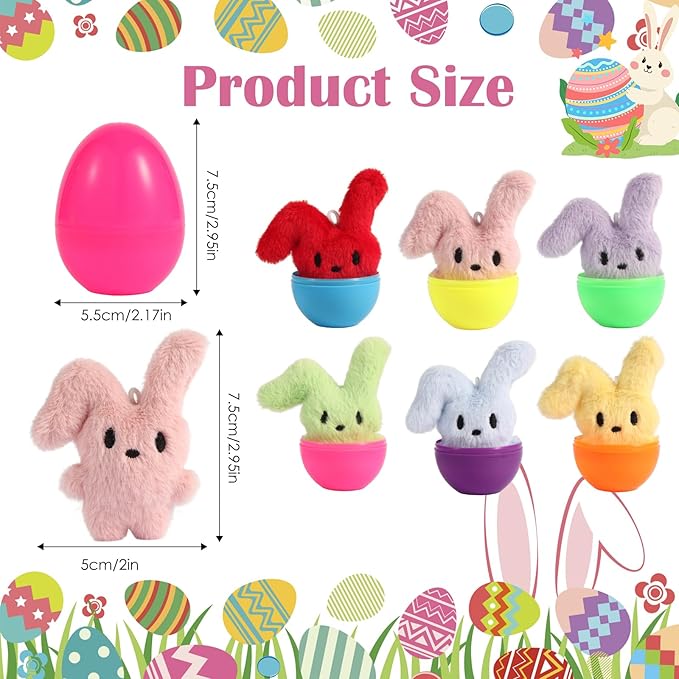 12PCS Easter Eggs with Plush Bunny Toys, Cute Stuffed Bunnies, Easter Basket Stuffers for Boys Girls, Easter Egg Fillers Party Favors Gifts for Kids Teens
