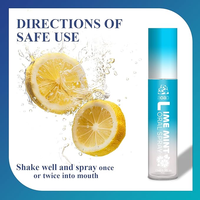 Oral Spray for Adults, Mouth Freshening Spray, Portable Peppermint Oral Freshener, Alcohol & Fluoride-Free Oral Care Mouth Spray, Travel, Dates, Office, Dry & Bad Breath,0.5fl.oz (Blue)