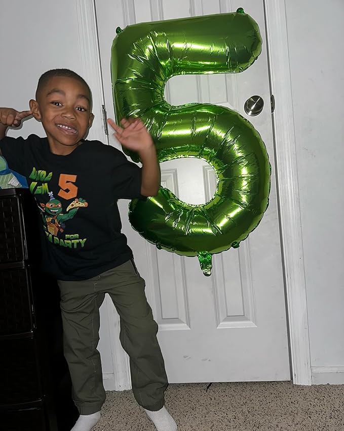 Light Green Number 5 Balloon 40 Inch, 5 Balloon Number, 5th Birthday Decorations, Light Green Party Supplies for Boys Girls