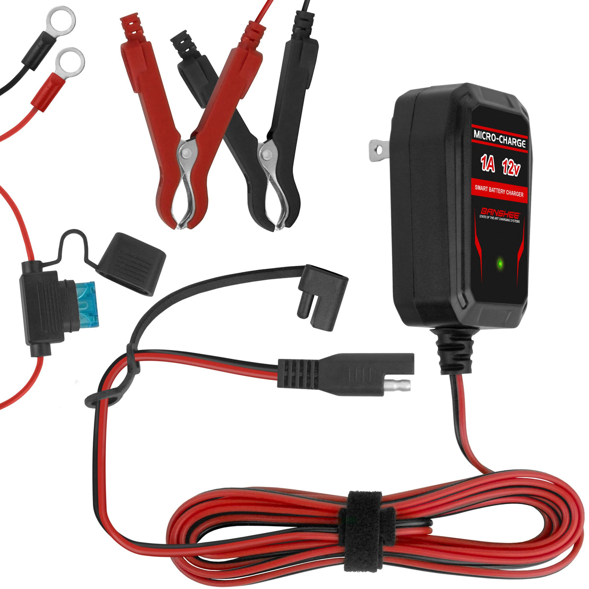 Banshee 12V 1A Car & Motorcycle Battery Smart Charger/Maintainer