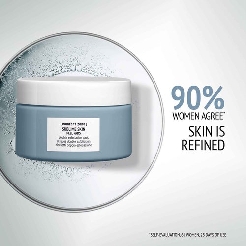 [ Comfort Zone ] Sublime Skin Peel Pads, Fragrance Free Double Exfoliation Pads To Smooth, Exfoliate And Brighten, 28 CT.