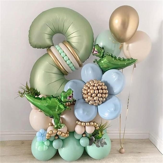 Sage Green Number 40 Birthday Balloons, 40 Inch Large Olive Green Foil Number 4 and 0 Balloons for Women, 40th Birthday Balloons for 40 Year Old Birthday Anniversary Jungle Party Decorations Supplies