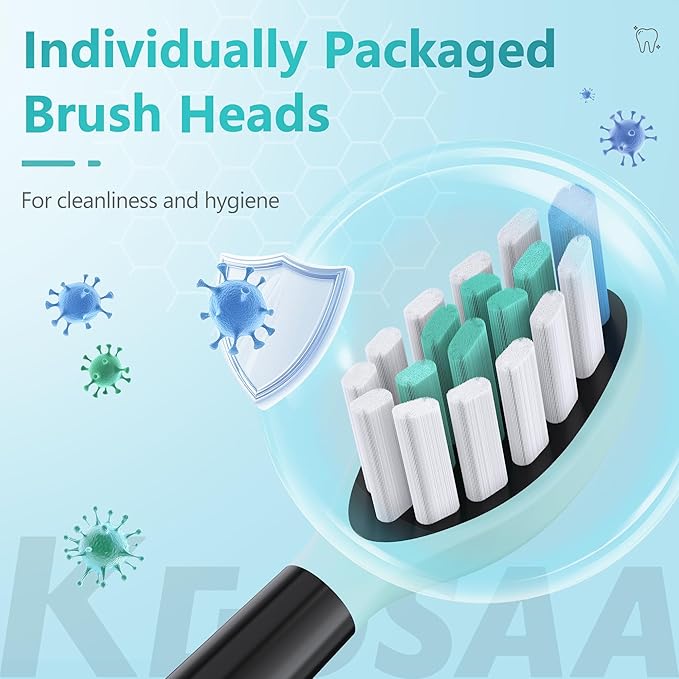 Replacement Toothbrush Heads for Philips Sonicare Electric Toothbrush, 2-in-1 Tongue Cleaner, 10 Pack, Mint Green,Suitable for Philips Sonicare Heads, C2, C1, C3, W1, W2, W3, G1, G2, G3