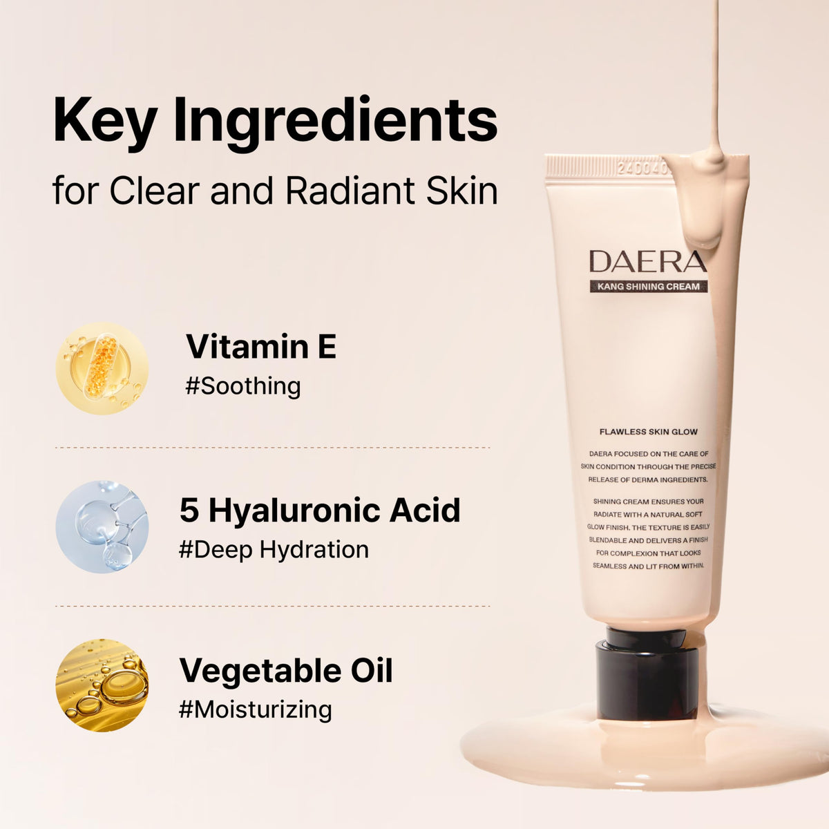 DAERA Full Coverage BB Cream Tinted Moisturizer Foundation, Flawless Glass Skin Makeup, Instant Radiance for Uneven Skin, Long Lasting Lightweight Hydrating, Self Adjusting Shade (Neutral), 1.35 fl oz