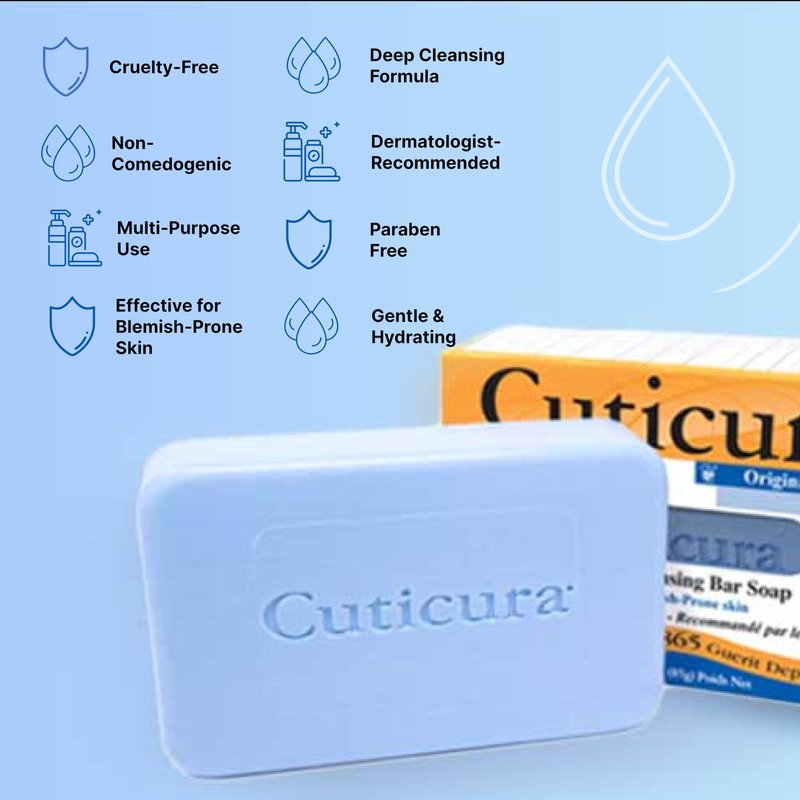 Cuticura Official Deep Cleansing Face and Body Soap - 5.25 oz (Pack of 6)