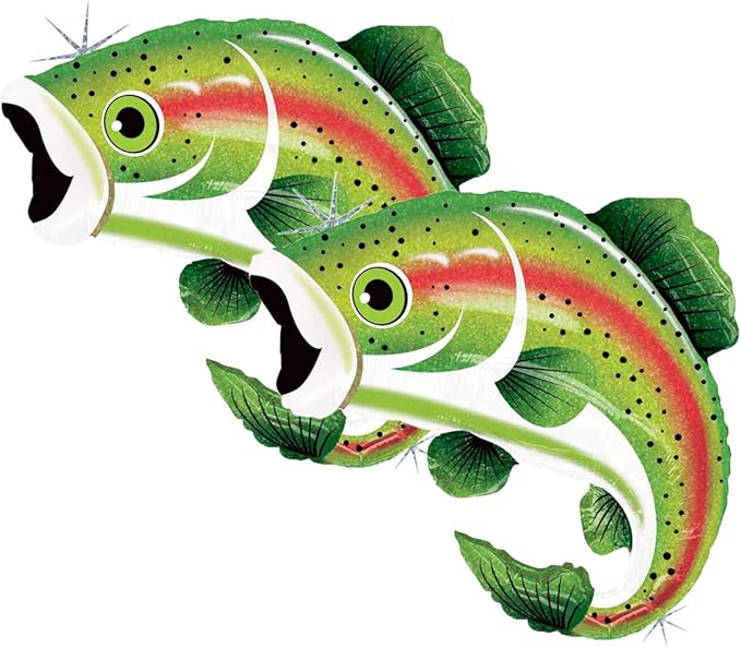 Set of 2 Rainbow Trout 29" Foil Fishing Balloons Party Decoration