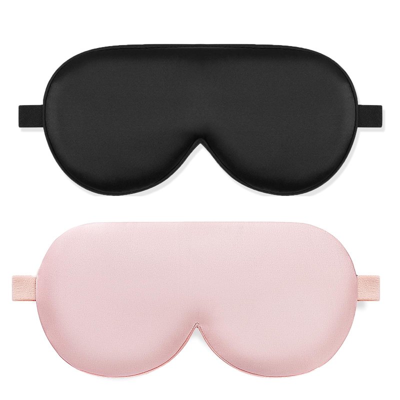 ALASKA BEAR Cooling Gel Eye Mask Weighted Silk Sleep Mask, Black & Pink
