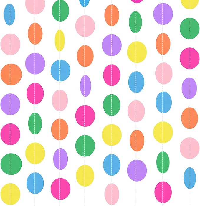 JOYIT 78ft Colorful Paper Circle Garland – 6 Pack Vibrant Easter Party Banners for Birthday, Wedding, Graduation, Baby Shower & Easter Party Decorations (Circle)