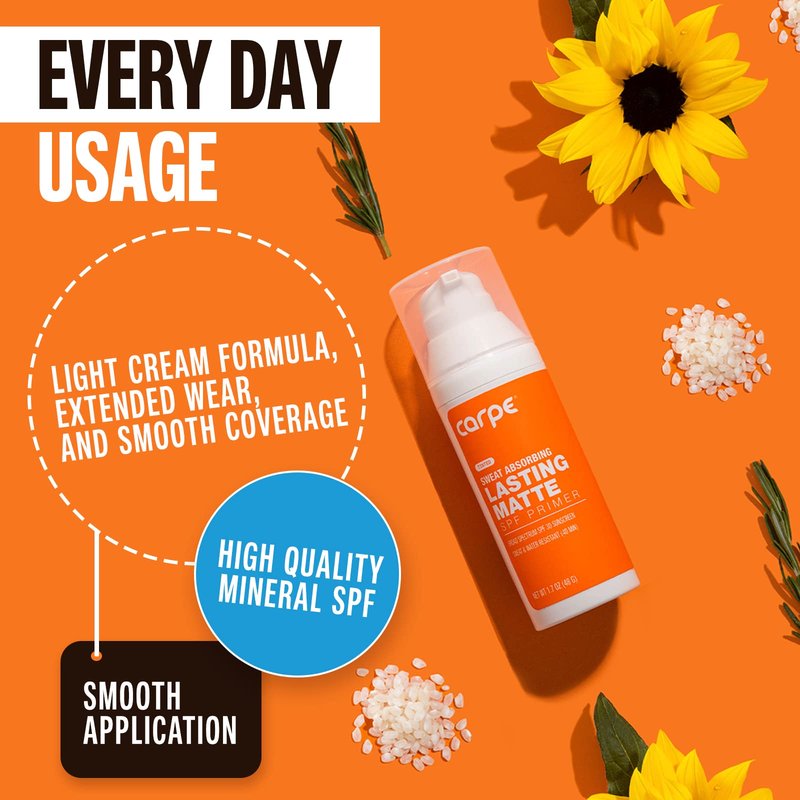 Carpe Primer Face Makeup Base New Zinc Mineral Sunscreen SPF 30, Lasting Matte Primer For Oily Skin And Tinted Sunscreen