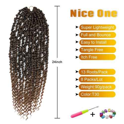 16 Packs Ombre Gold Pre-Looped Passion Twists Braiding Synthetic Hair, Pre-Twisted Passion Twist Hair 18 Inch & 24 Inch, Passion Twist Crochet Hair for Black Women Crochet Passion Twist Hair Extension