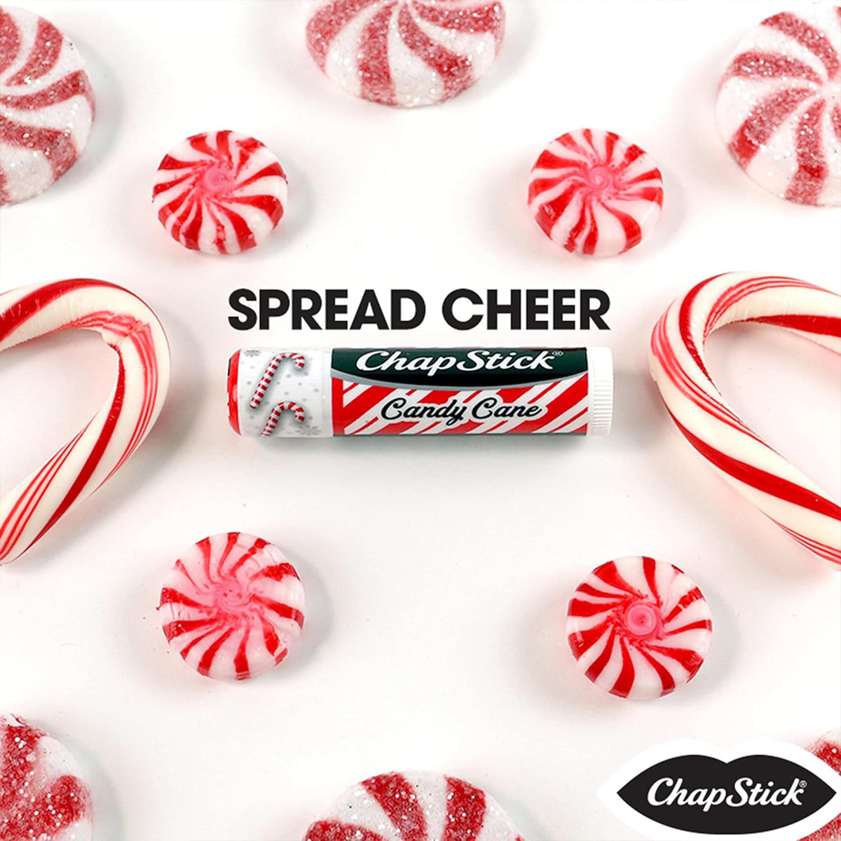 ChapStick Bulk Lip Balm, Candy Cane, 36-Count (12 Packs of 3) – Fresh & Minty Lip Moisturizer, Stocking Stuffer, 0.15 Oz Ea