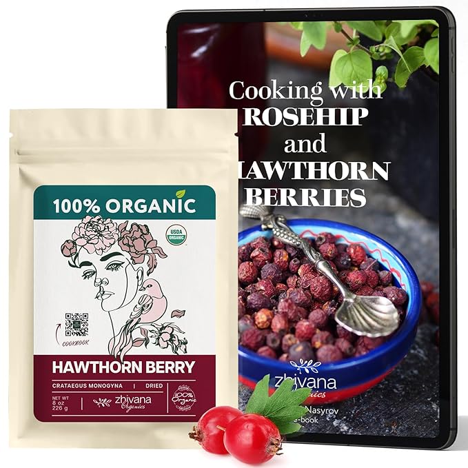 Zhivana Organics Organic Hawthorn Berry (8oz.) - Hawthorne Tea for Herbal Teas, Infusions, Tinctures, Culinary Recipes