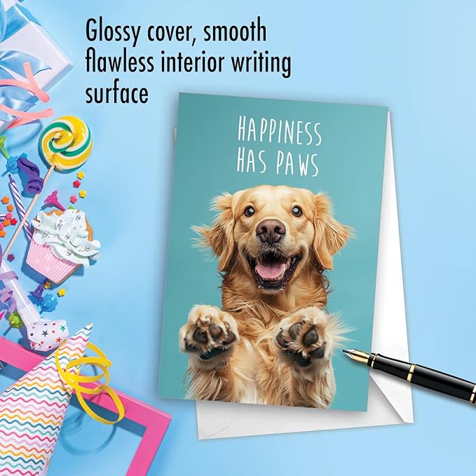 NobleWorks - 1 Birthday Greeting Card w/ 5 x 7 Inch Envelope For Men, Women - Bday Dog Sayings - Happiness C10695ABDG