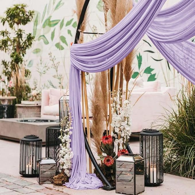 Wedding Arch Draping Fabric 30'' x 18FT Sheer Chiffon Arch Drape Backdrop 1 Panel Lilac Drape for Easter Bridal Shower Baby Shower Photo Booth Church Decor Birthday Party Outdoor Decoration