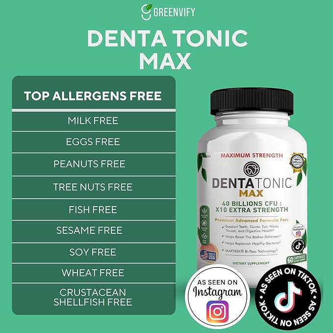 Denta Tonic Max Probiotic Supplement, 40 Billion CFU, 60 Capsules, Supports Oral & Digestive Health (2)