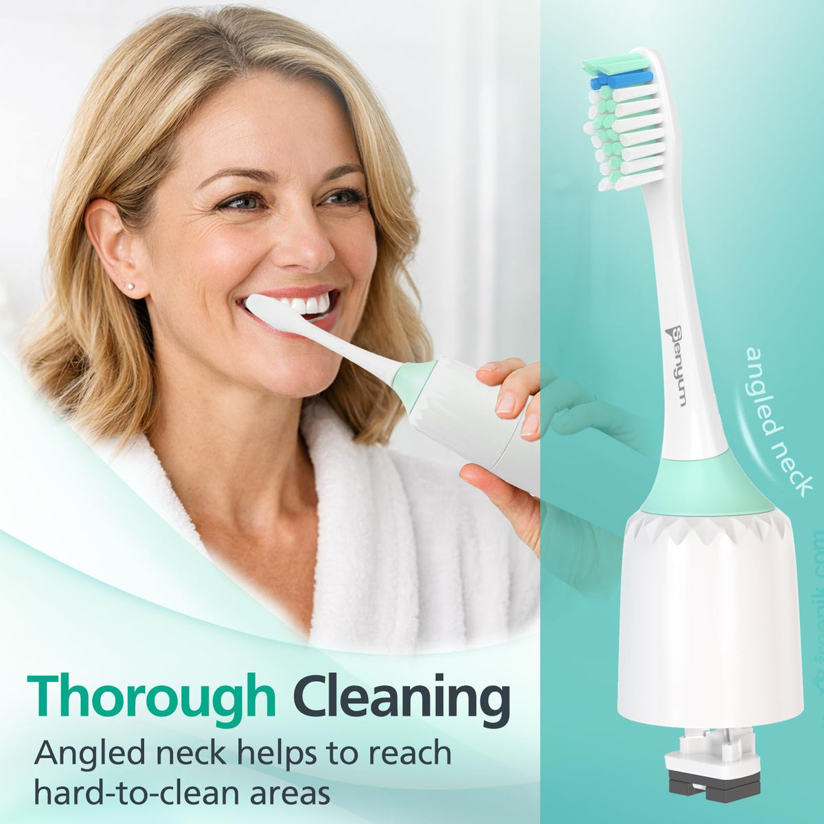 Senyum Toothbrush Heads for Philips Sonicare Replacement Heads E-Series, Essence, Xtreme, Elite, Advance and CleanCare Screw-On Electric Handles, Brush Heads for Philip Sonic Care, 6 Pack