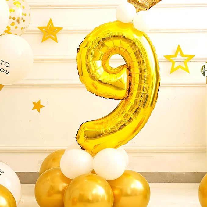 Gold Number Balloons Birthday Balloons - Giant Gold Number 9 Balloon 40 inch, Numbers Balloon Birthday Decorations, Gold Party Supplies for Women Men