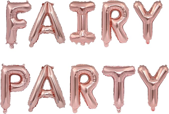 2 Set 20Pcs Rose Gold Fairy Party Letter Balloons 16in Balloon Foil Letter Decorations Party Decor Rose Gold Letter Balloons Fairy Party Party Supplies
