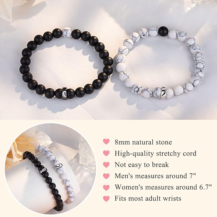 UNGENT THEM Matching Couple Ring Bracelets for Boyfriend Girlfriend Husband Wife Valentines Anniversary Birthday Engagement Gifts