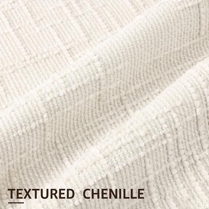 decorUhome Christmas Cream White Chenille Throw Pillow Covers 12x20 Set of 2 Thick Textured Slubby Couch Pillow Covers Farmhouse Accent Modern Neutral Decorative Pillow Cases for Bed Sofa Living Room