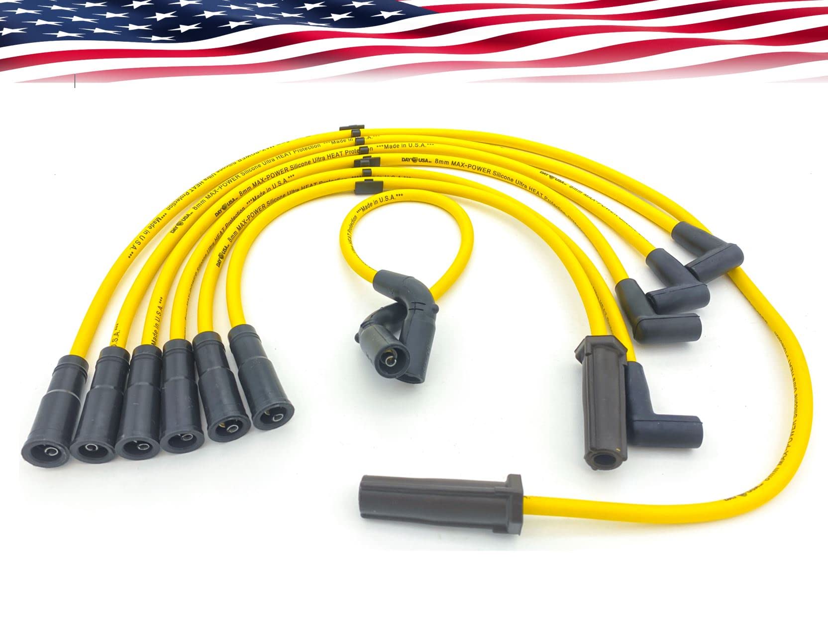 Chevrolet Spark Plug Wire Set for Blazer S10 Jimmy Savana Express GMC V6 4.3L 9746T Yellow 8mm High Temperature Silicone