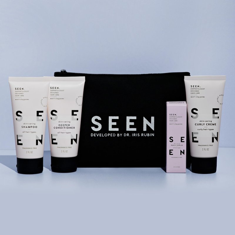 SEEN Curly On The Go Kit, Fragrance Free - Non-Comedogenic & Safe for Sensitive Skin - Curl-Defining Styling Hair Bundle - Anti Frizz - Heat Protectant