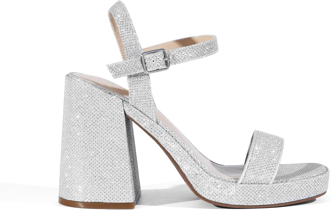 DREAM PAIRS Heels for Women Block Chunky Platform High Heels Open Toe Fashion Wedding Party Evening Prom Dance Ankle Strap Dress Pump Sandals Shoes