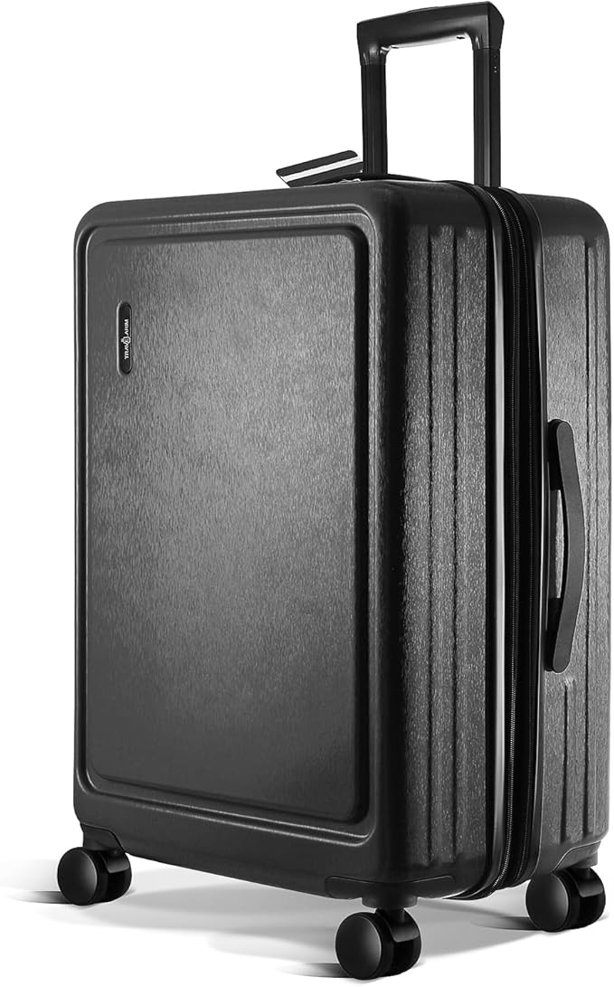 TRAVELARIM 24 Inch Luggage with Spinner Wheels, Hard Shell Suitcase with TSA Locks for Luggage, Travel Large Suitcase, Expandable Hard Shell Suitcases, Jet Black