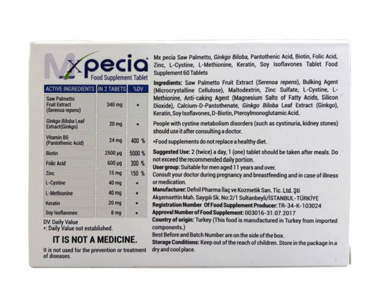 XPECIA FOR MEN ANTI HAIR LOSS DHT BLOCKER NEW HAIR GROWTH FORMULA 60 TABLETS