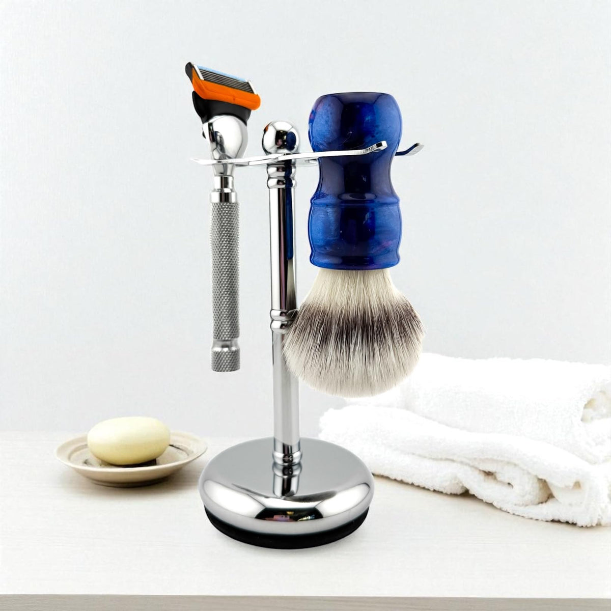 Parker Safety Razor, The Adjust-O-Stand, Adjustable Safety Razor & Shave Brush Stand, Simple to Customize to fit Any Size Shave Brush - PATENT PENDING
