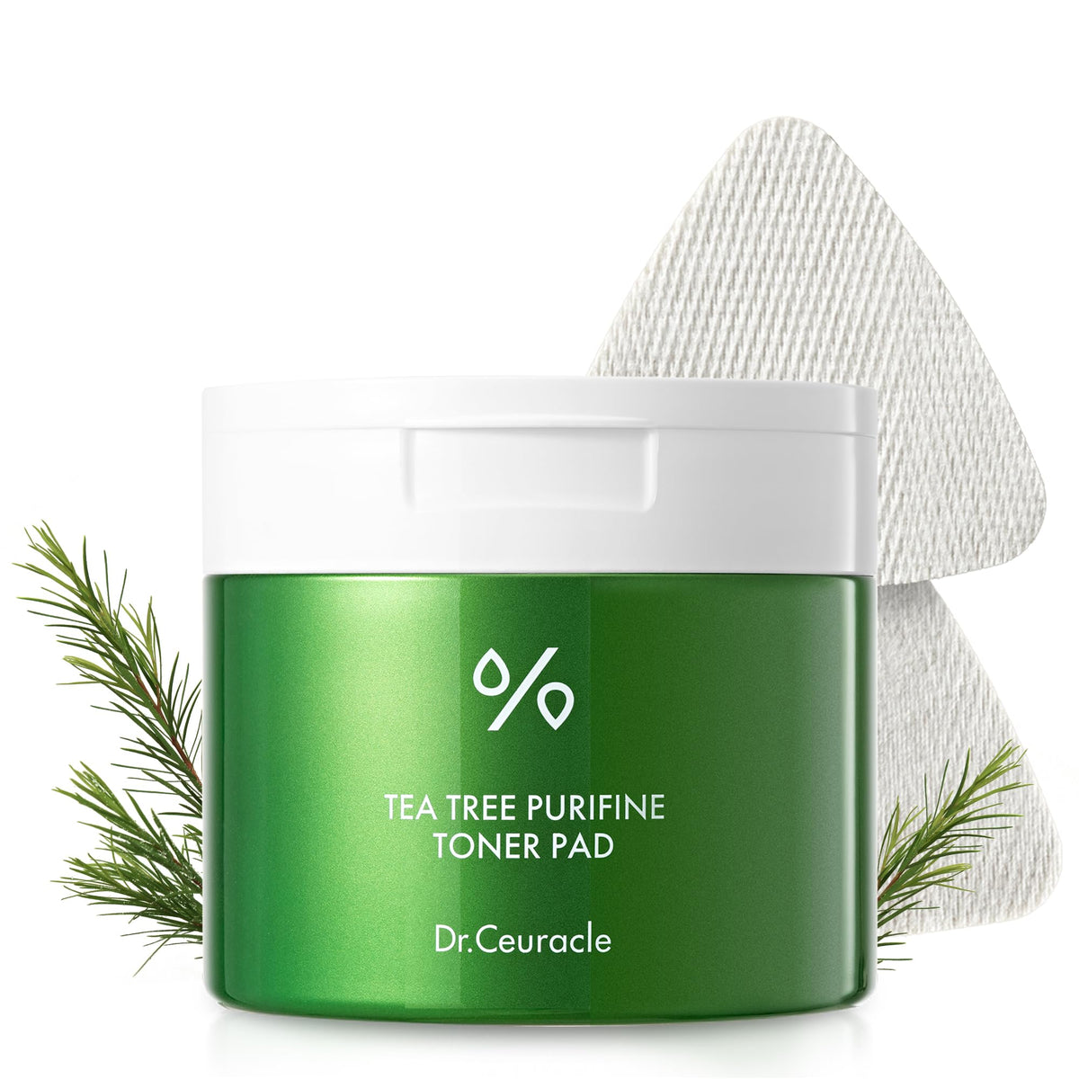 Dr.Ceuracle Tea Tree Purifine Toner Pad - Korean Skincare Mild Exfoliating and Pore Care, Double-Textured Face Pads with PHA, Zinc PCA, Niacinamide (60 Pads)