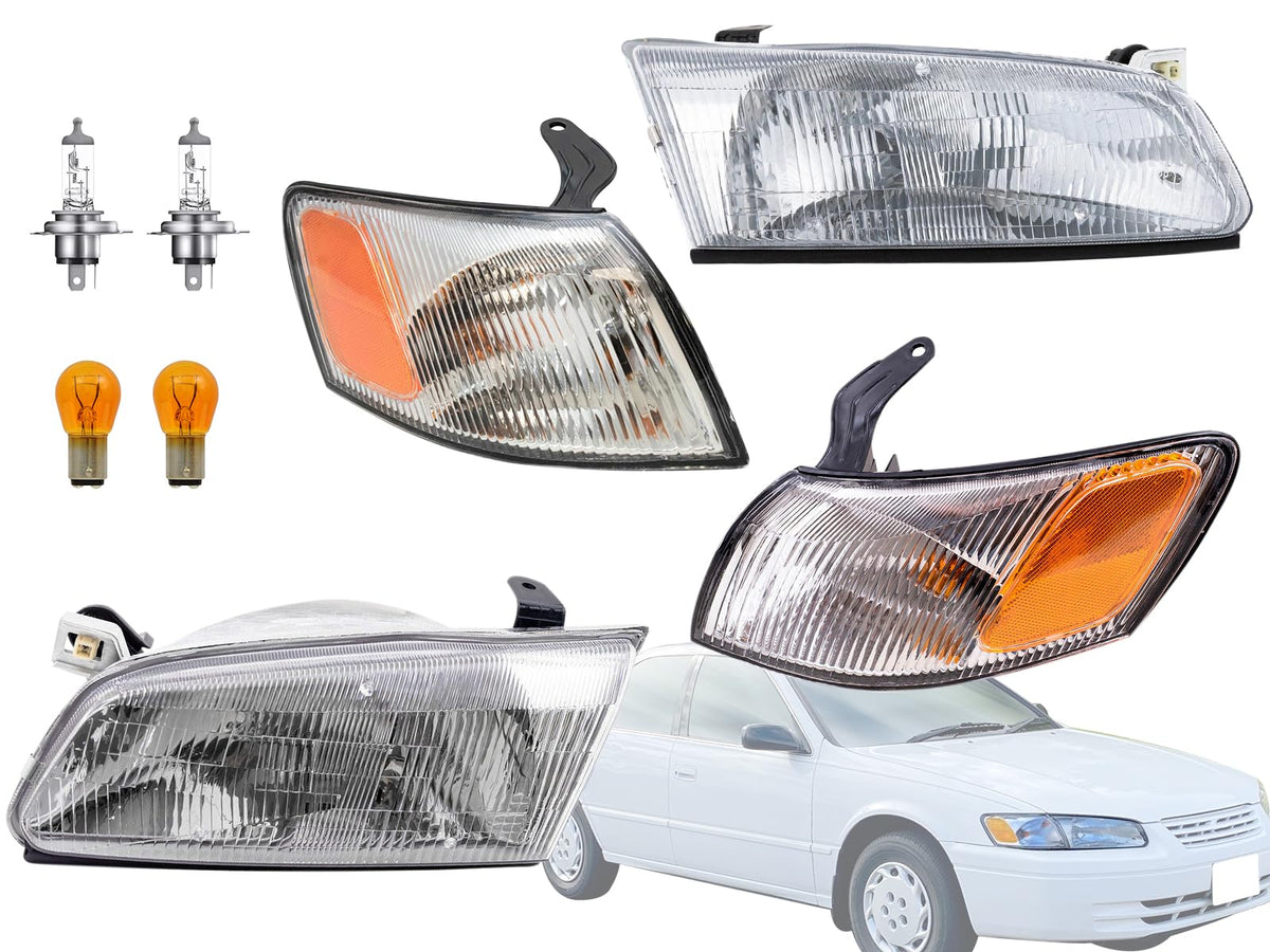 Auto Parts Avenue APA Replacement Head Light and Corner Turn Signal Lamp for 1997 1998 1999 Camry 4 Piece Combo Set with Driver